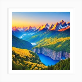 Sunrise In The Mountains 7 Art Print