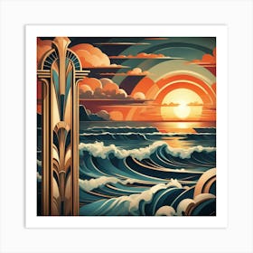 Deco Sunset Art Print