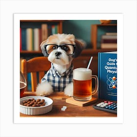 Dog With Glasses Drinking A Beer 3 Art Print