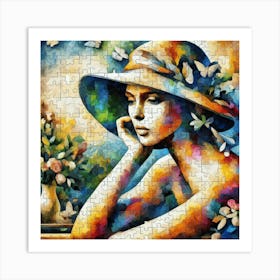 Abstract Puzzle Art French woman 2 Art Print