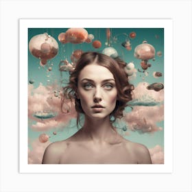 Girl With Clouds Art Print