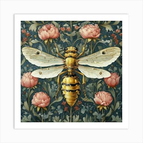 Bee And Flowers Art Art Print