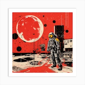 Spaceman On The Moon Art Print