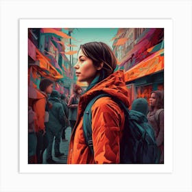 Girl In The Orange Jacket Art Print