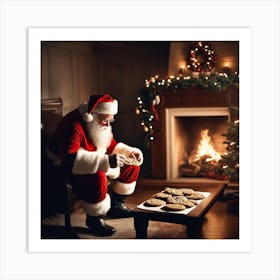 Santa Claus Eating Cookies 22 Art Print