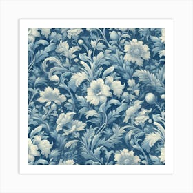 Floral Pattern In Blue And White Art Print