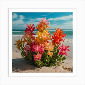 Colorful Flowers On The Beach Art Print