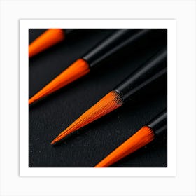 Orange Paint Brushes Art Print