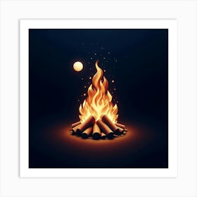 Campfire On A Dark Night Art Print