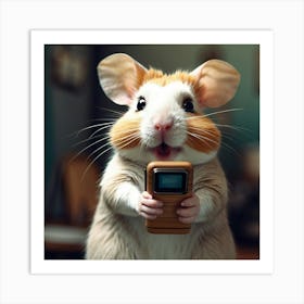 Hamster Holding A Phone 2 Art Print