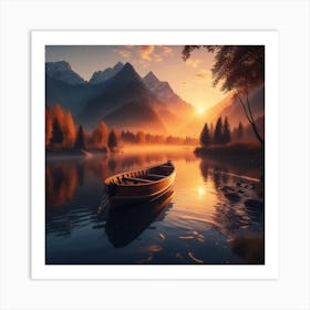 Boat In The Lake Art Print