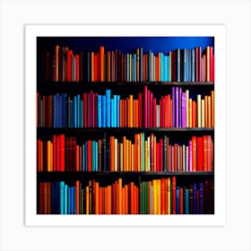 Colorful Bookshelves Art Print