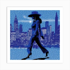 Woman Walking In The Snow Art Print