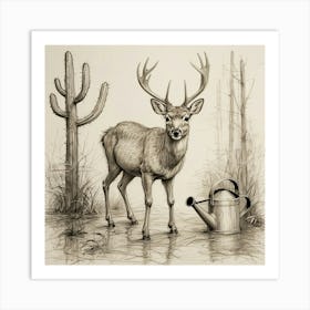 Deer In The Desert 1 Art Print