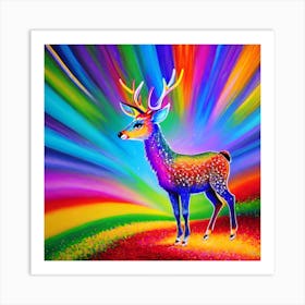 Rainbow Deer rainbow Art Print