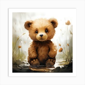 Sweet Bear Heartwarming Art Art Print