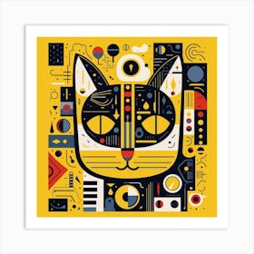 Abstract Cat Art Print