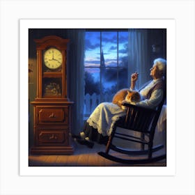 Old Woman In Rocking Chair Art Print