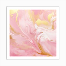 Abstract Pink And Gold Painting 2 Art Print