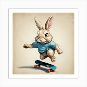 Bunny Skateboarding 4 Art Print