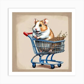 Hamster In A Shopping Cart 1 Art Print