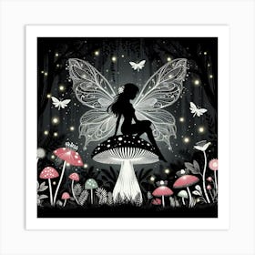 Fairy On A Mushroom Art Print