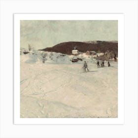 Skiers On A Hill Art Print