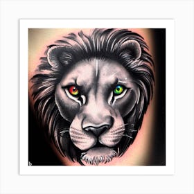 Lion Tattoo 2 Art Print