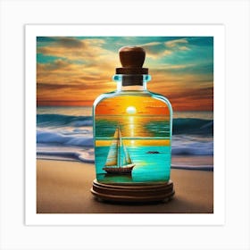 Sailboat In A Bottle Art Print