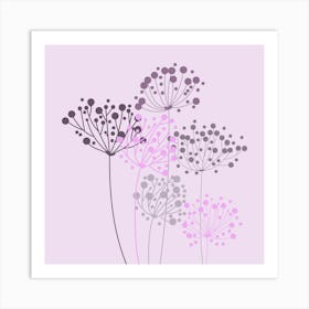 Botanical Drawing Background Plants Nature Stems Flowers Seeds Bloom Design Color Bohemian Floral Background Boho Pink Art Print