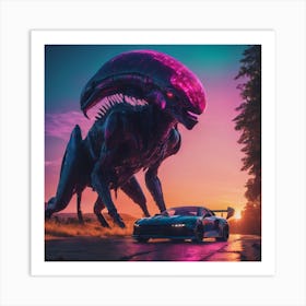 Aliens And Cars Art Print