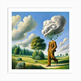 Man With A Cloud On His Head Art Print