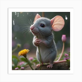 Mouse In The Rain 1 Art Print