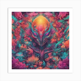 Imagination, Trippy, Synesthesia, Ultraneonenergypunk, Unique Alien Creatures With Faces That Looks (20) Art Print