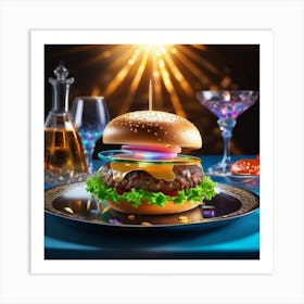 Burger With Lights Art Print