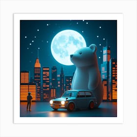 Teddy Bear At Night Art Print