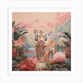 Tiger 4 Pink Jungle Animal Portrait Art Print
