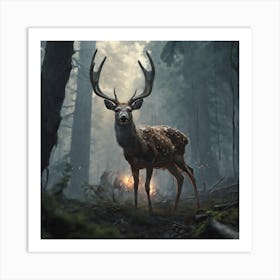 Deer In The Woods 33 Art Print
