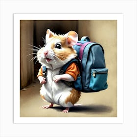 Hamster With Backpack 13 Art Print