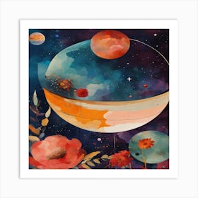 Flowers In Space Art Print