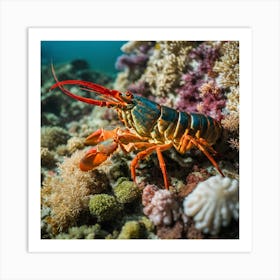 Lobster On Coral Reef 1 Art Print