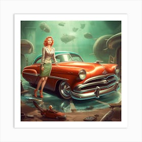 Girl In A Car 7 Art Print