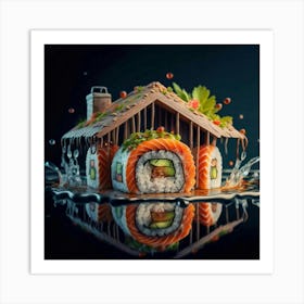Japanese Sushi In The Shape Of A House In A Japanese 8 Art Print