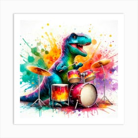 Dinosaur Drumming 1 Art Print