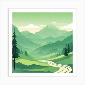 Misty mountains background in green tone 29 Art Print