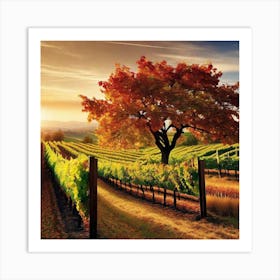 Vineyards At Sunset 9 Art Print