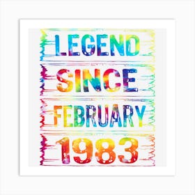 February 40 Years Old Since 1983 40th Birthday Gifts Tie Dye Art Print