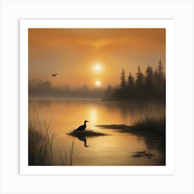 Sunrise At The Lake 1 Art Print