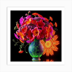 Colorful Flowers In A Vase 114 Poster