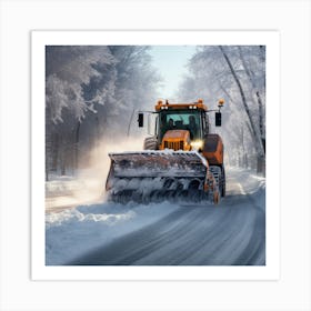 Snow Plowing In Winter Art Print